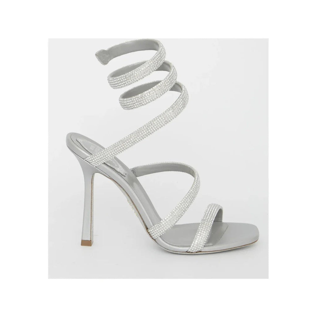 René Caovilla Braid Cleo Ivory Sandal 105 - Silver