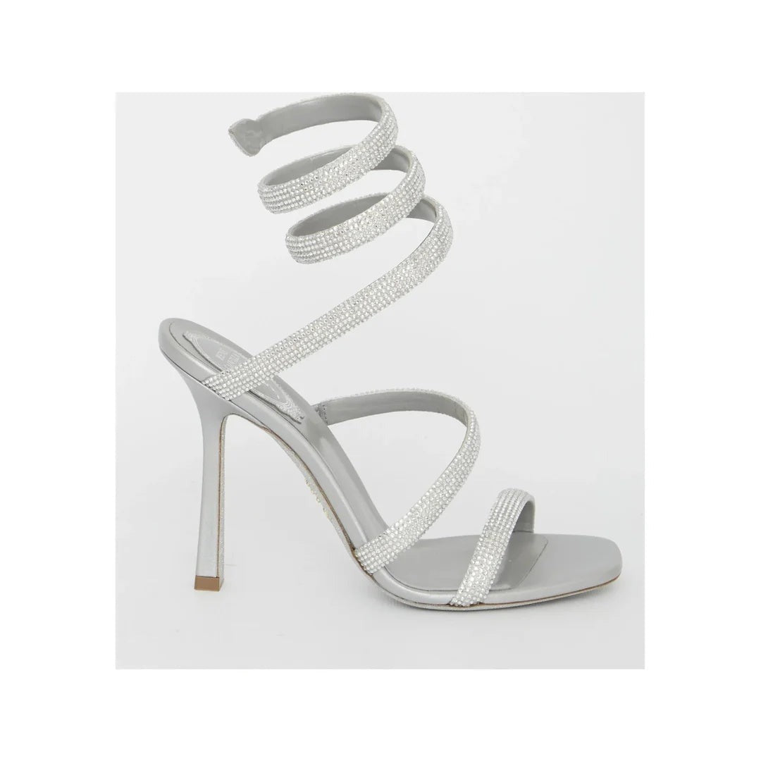 René Caovilla Braid Cleo Ivory Sandal 105 - Silver