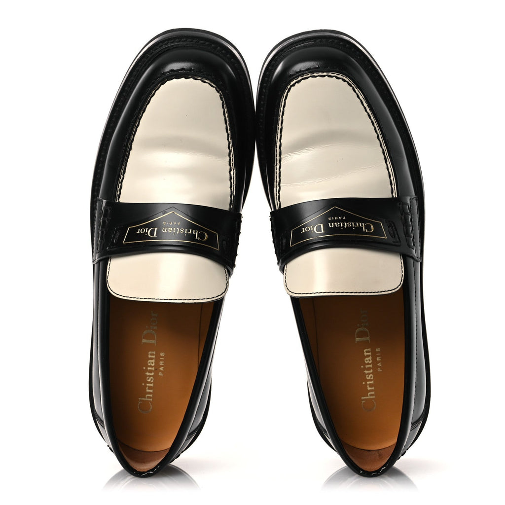 CHRISTIAN DIOR BRUSHED CALFSKIN BOY LOAFER BLACK WHITE
