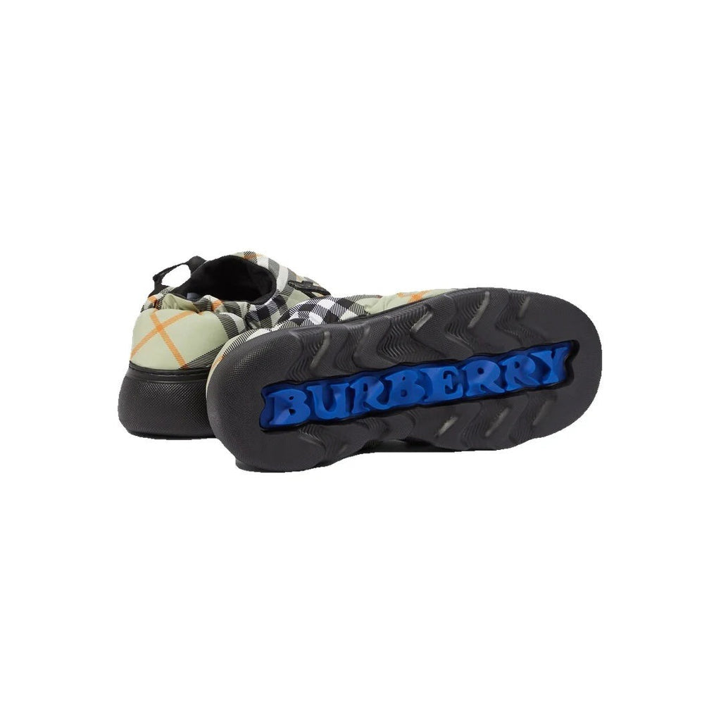 Burberry Square-Toe Highland Mules - Check (green/black/orange)