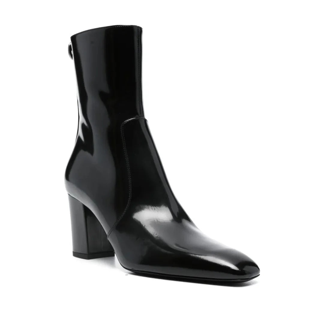 Saint Laurent 70mm Buckle-Detail Calf-Leather Boots - Black