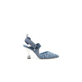 Fendi 85mm Colibrì Leather Slingback Pumps Pink - Blue Denim