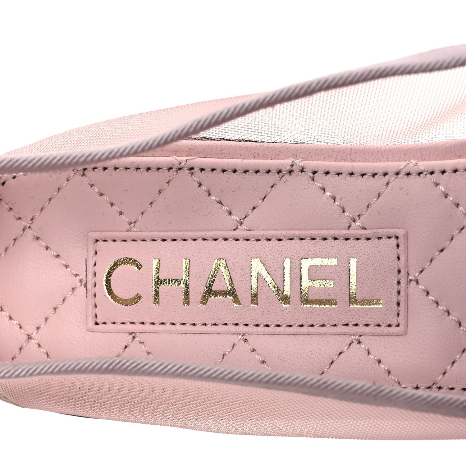 CHANEL TWEED GROSGRAIN CAP TOE CC BALLERINA FLAT PINK BLACK & GOLD