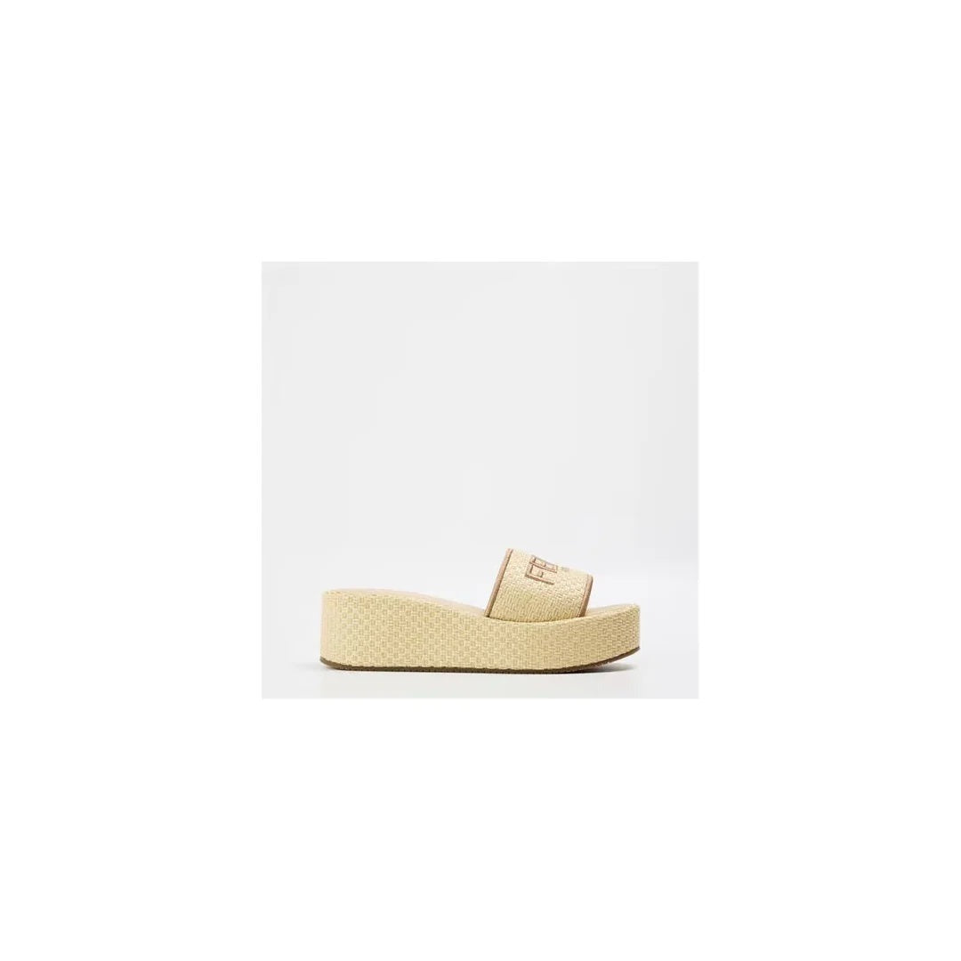 Fendi Sunshine Pequin Striped Platform Sandals - Cream/Natural
