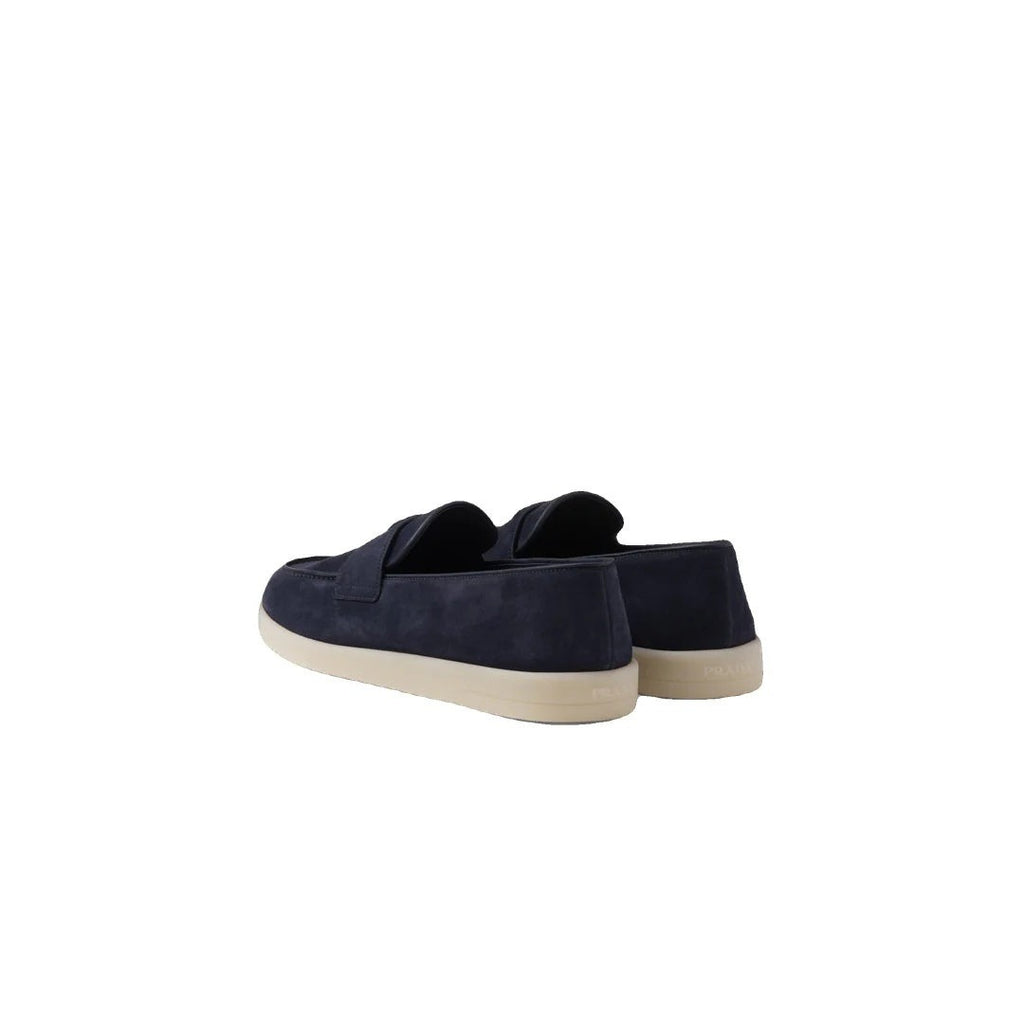 Prada Suede Boat Loafers - Navy Blue