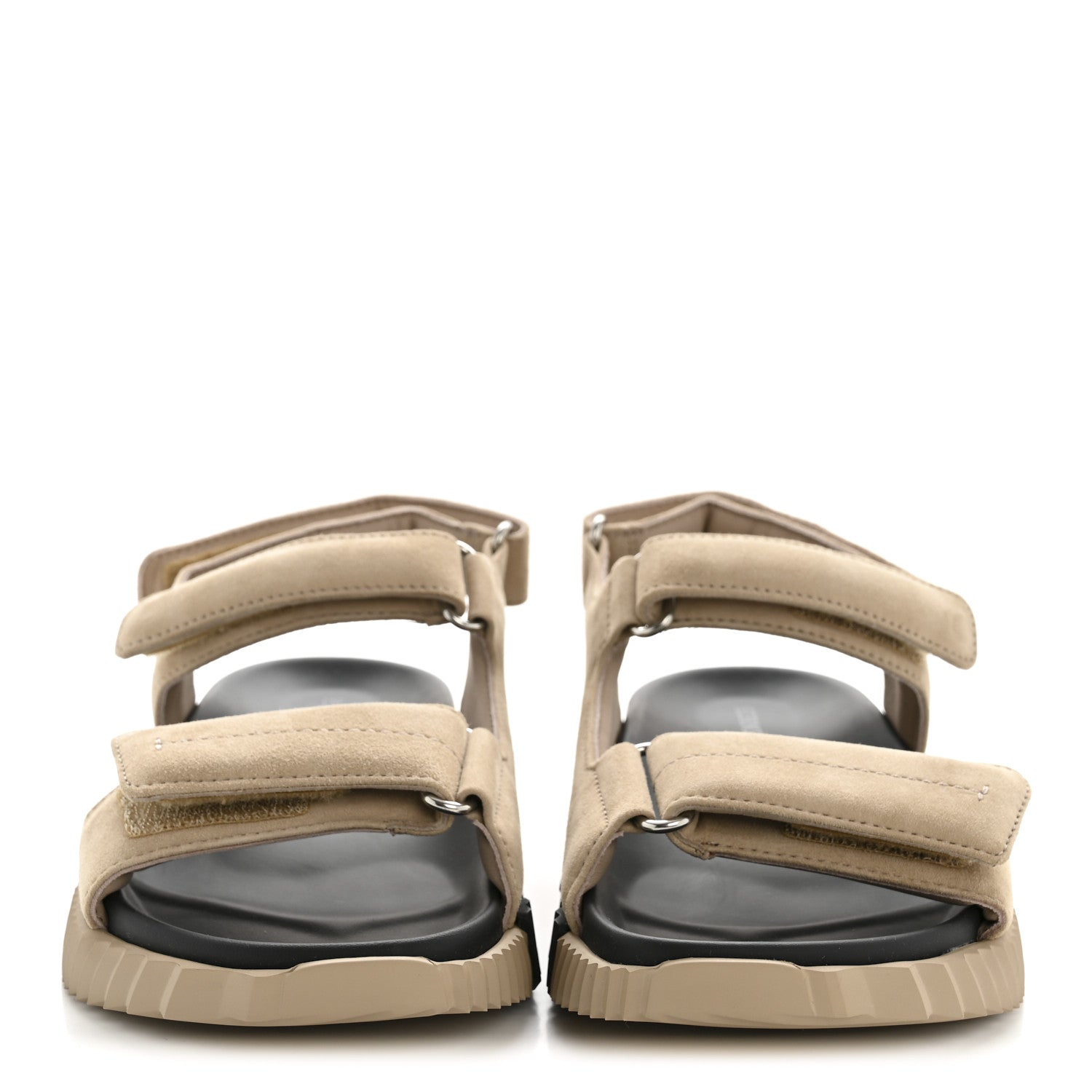 HERMES EZE SANDAL SUEDE GOATSKIN BEIGE CAMEL