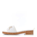 Chanel Tweed Grosgrain CC Mule Slide - White/Cork