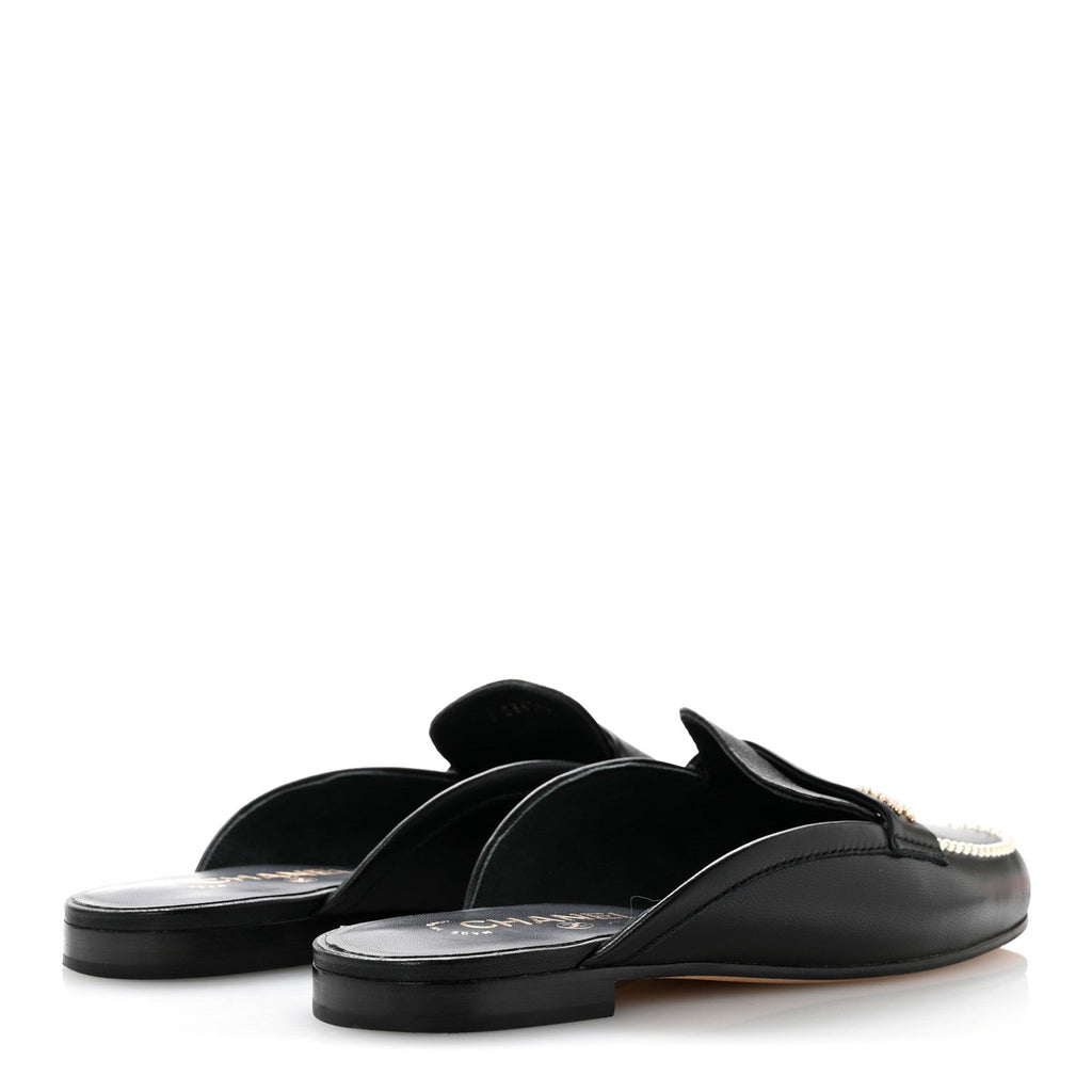 CHANEL CC MULES LAMBSKIN BLACK GHW