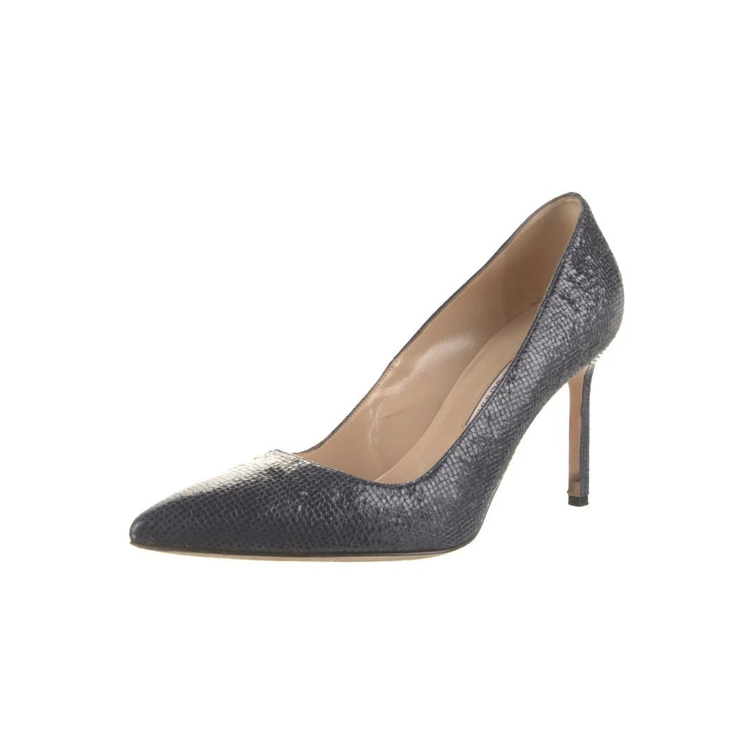 Manolo Blahnik BB Pointed-Toe Pumps - Snake/Grey