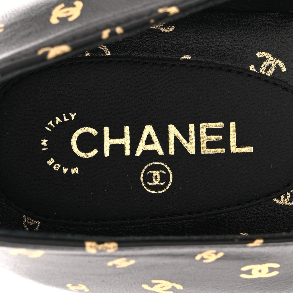 CHANEL CAP TOE BALLERINA FLATS PATENT CALFSKIN BLUE