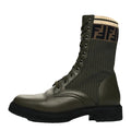 Fendi Vitello FF Vichy Rockoko Biker Boot Black - Green/Olive