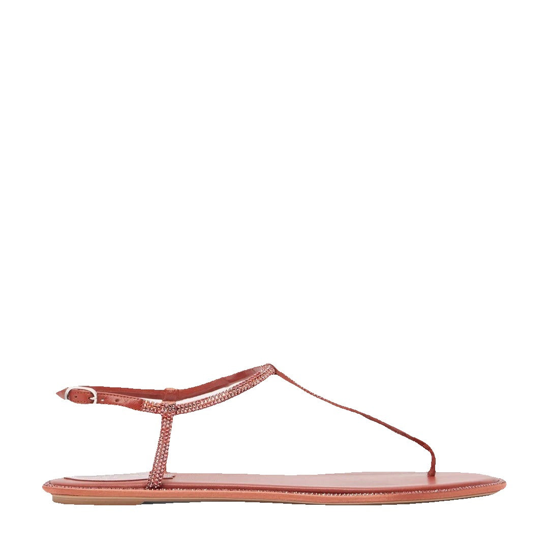 René Caovilla Thong Sandal Lambskin - Red/Coral