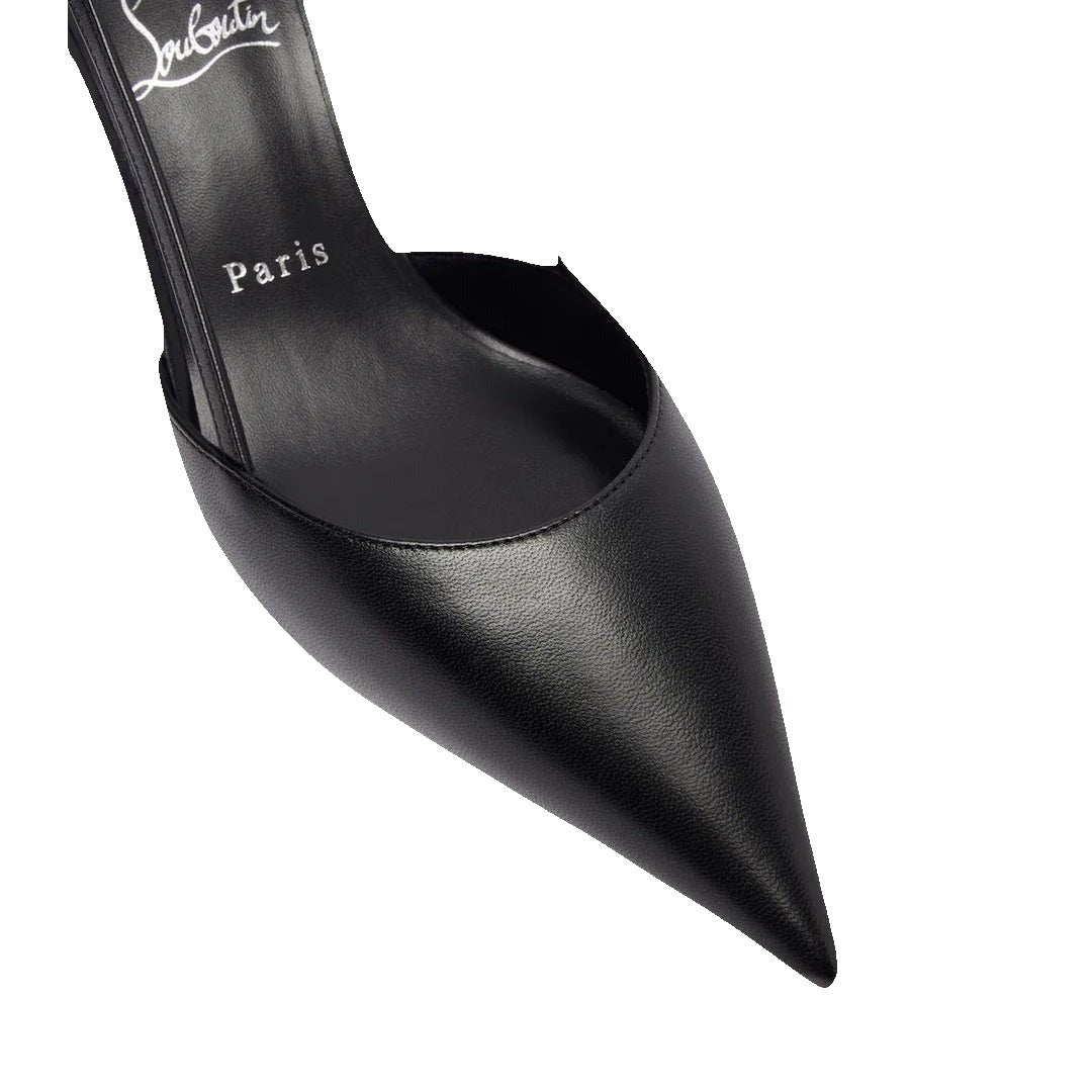 Christian Louboutin Miss Z Sling Patent Leather Slingback Pumps 100 - Black Matte Leather