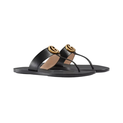 Gucci Vittoria Thong Sandal, Leather - Black