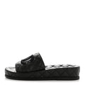CHANEL LAMBSKIN QUILTED CC MULE SANDAL BLACK
