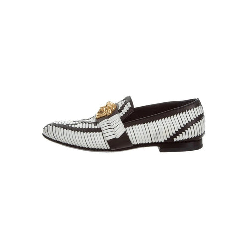 Versace Medusa Leather Loafers - Black/White