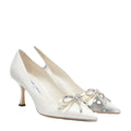 Jimmy Choo Auria Crystal-Embellished Bow-Detail Heeled Pumps - White