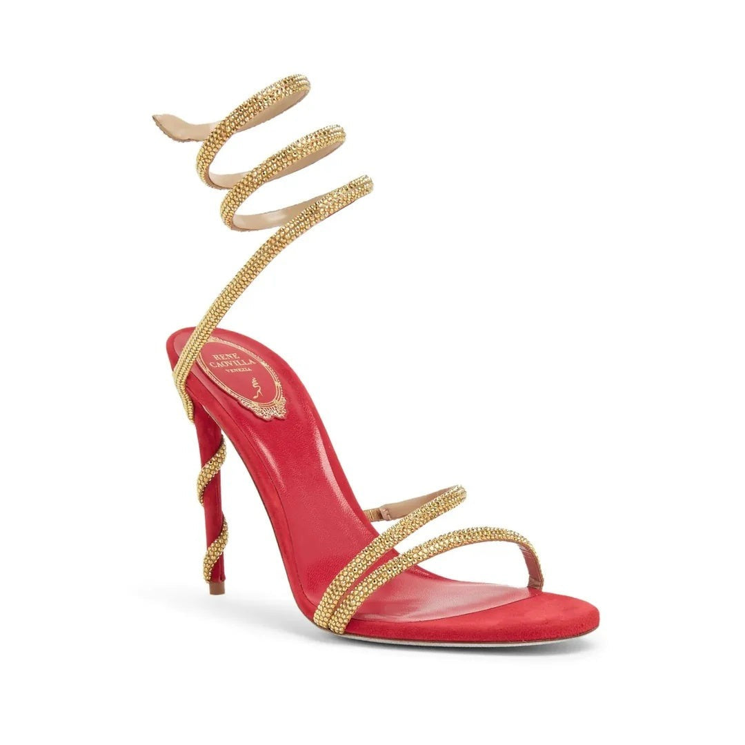 René Caovilla Eden Crystal-Embellished Flat Espadrille - Red
