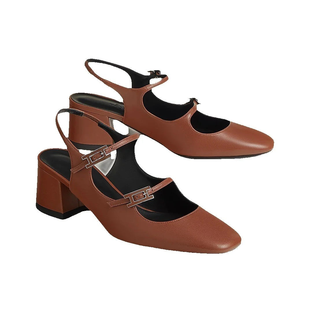 Hermès Jackie 50 Pump - Brown/Tan