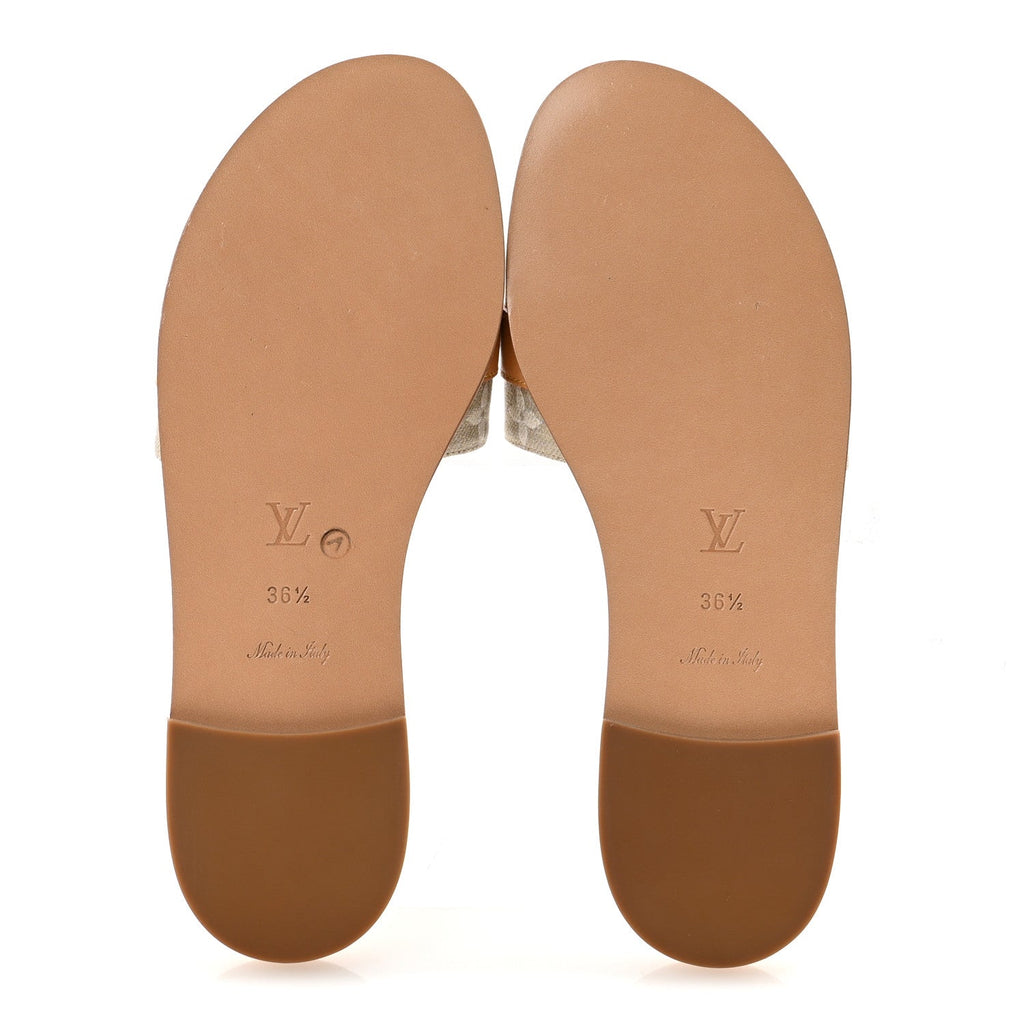 LOUIS VUITTON MONOGLAM LOCK IT FLAT MULE GOLD