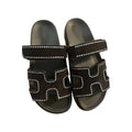 Hermès Chypre Sandal - Black with white stitching