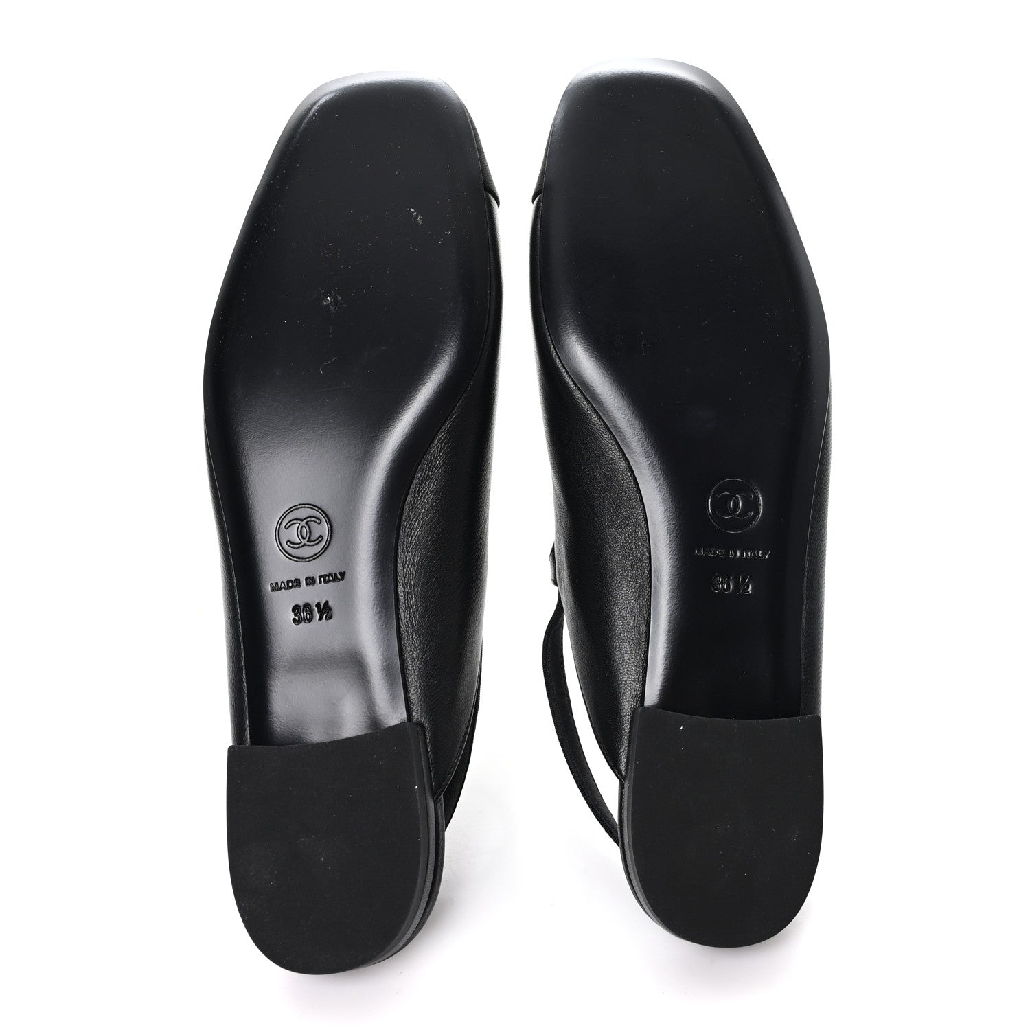 CHANEL SATIN CRYSTAL LAMBSKIN GROSGRAIN BOW CC SLINGBACK FLATS BLACK SLINGBACK WITH PEARLS