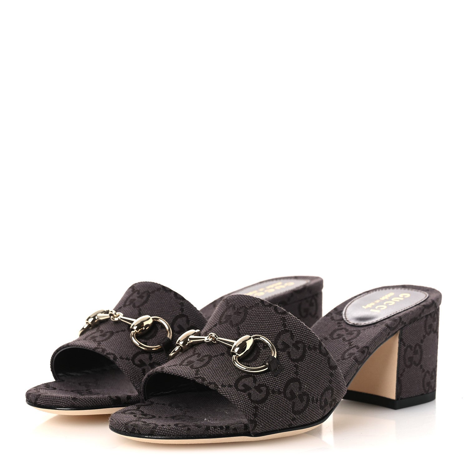 GUCCI HORSEBIT SLIDE SANDALS BROWN