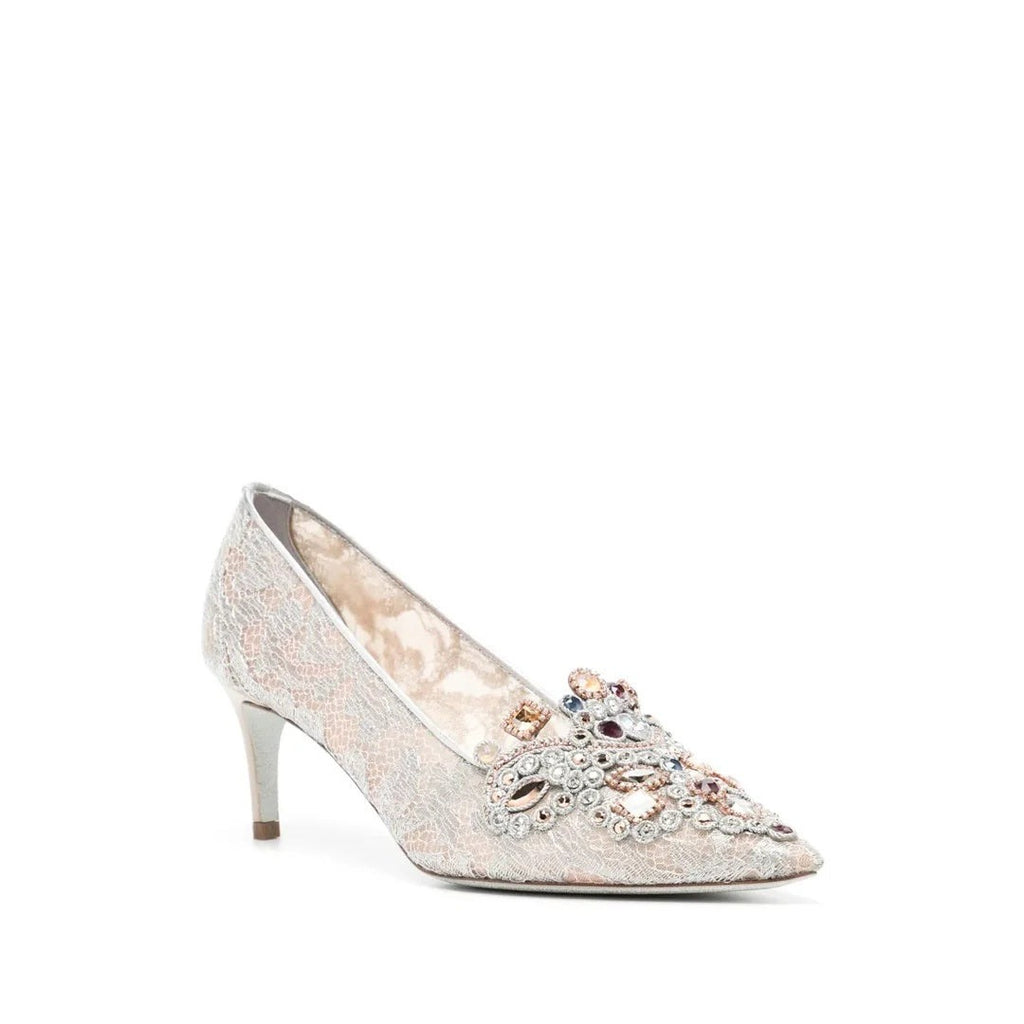 René Caovilla Cinderella Embellished Pump - Silver/Pink