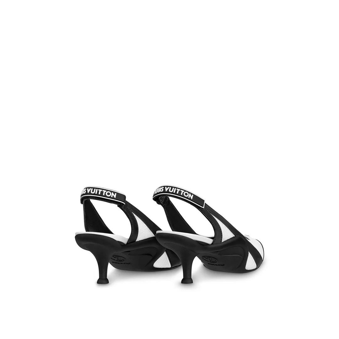 Louis Vuitton Metallic Lambskin Archlight Slingback Pump Argent - Black/White