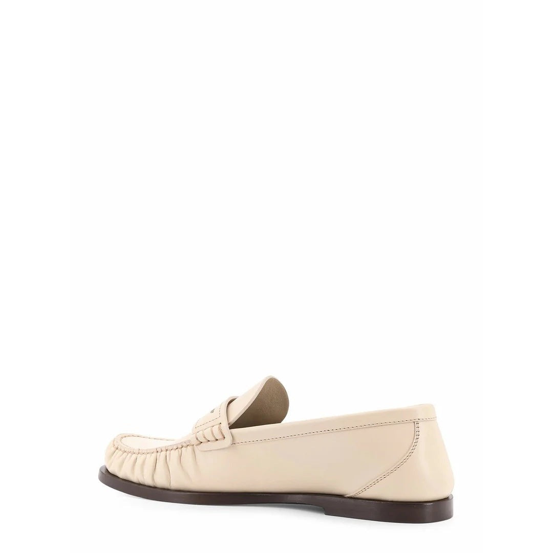 Saint Laurent Gathered Cassandre Loafers - Cream