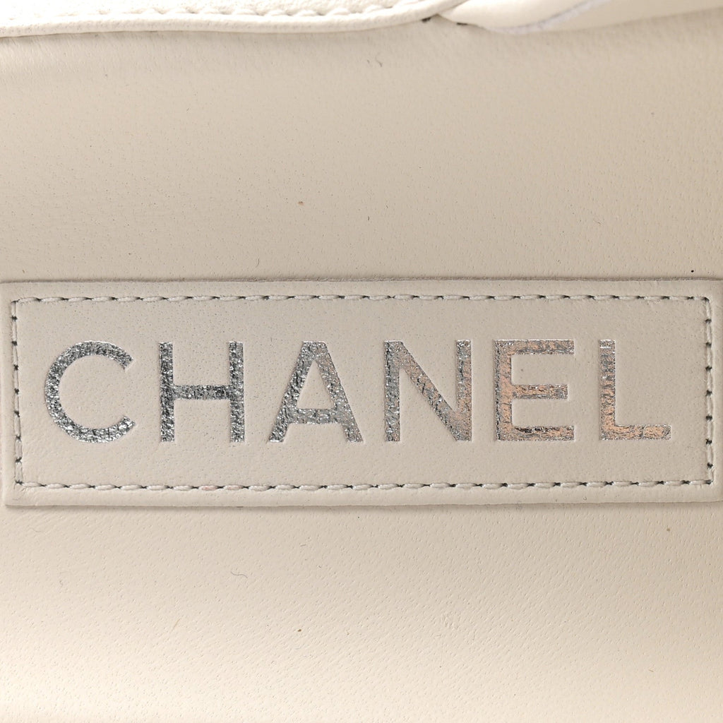 CHANEL LAMBSKIN QUILTED VELCRO DAD CHAIN CC SLIDE SANDAL WHITE