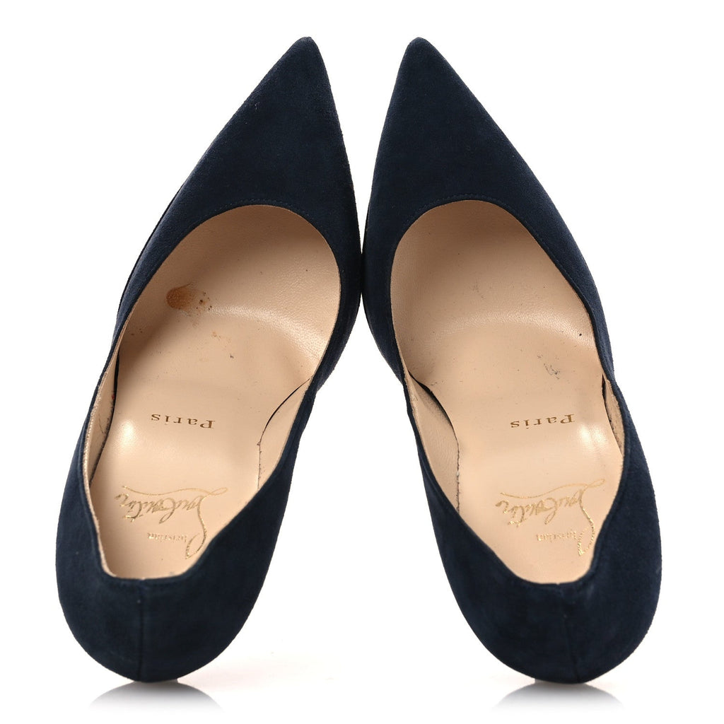 CHRISTIAN LOUBOUTIN 85MM SPORTY KATE SUEDE SOLE PUMPS NAVY