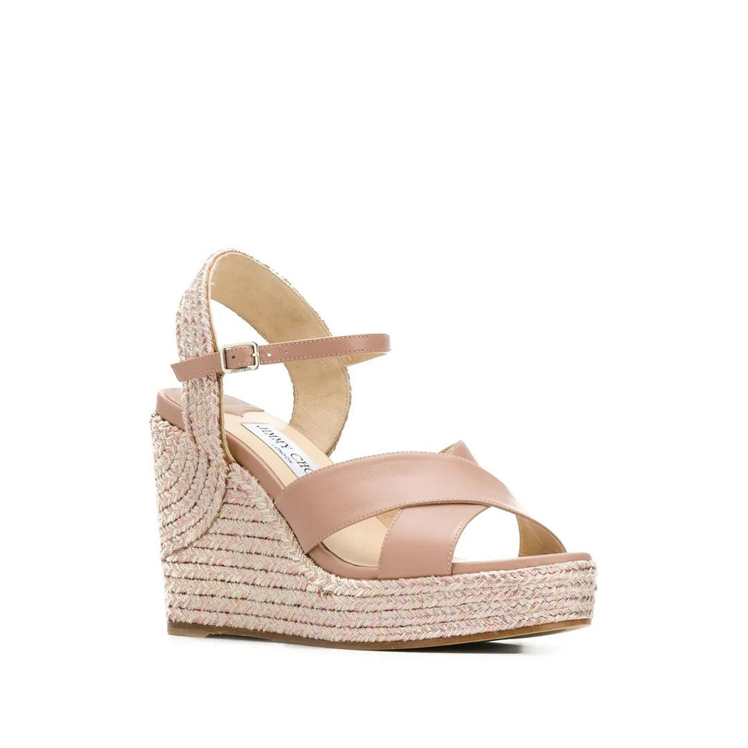 Jimmy Choo Jori 100 Wedge Sandals - Pink/Nude