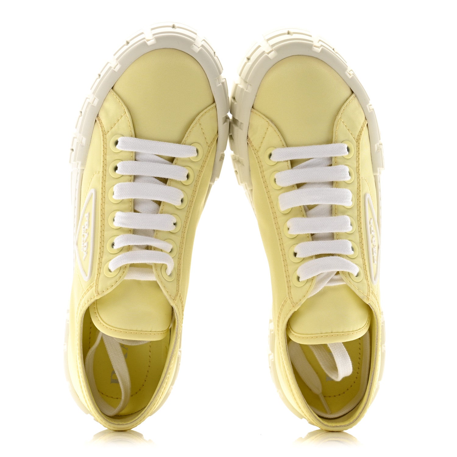 PRADA RE-NYLON GABARDINE TRIANGLE LOGO DOUBLE WHEEL SNEAKERS BLUE