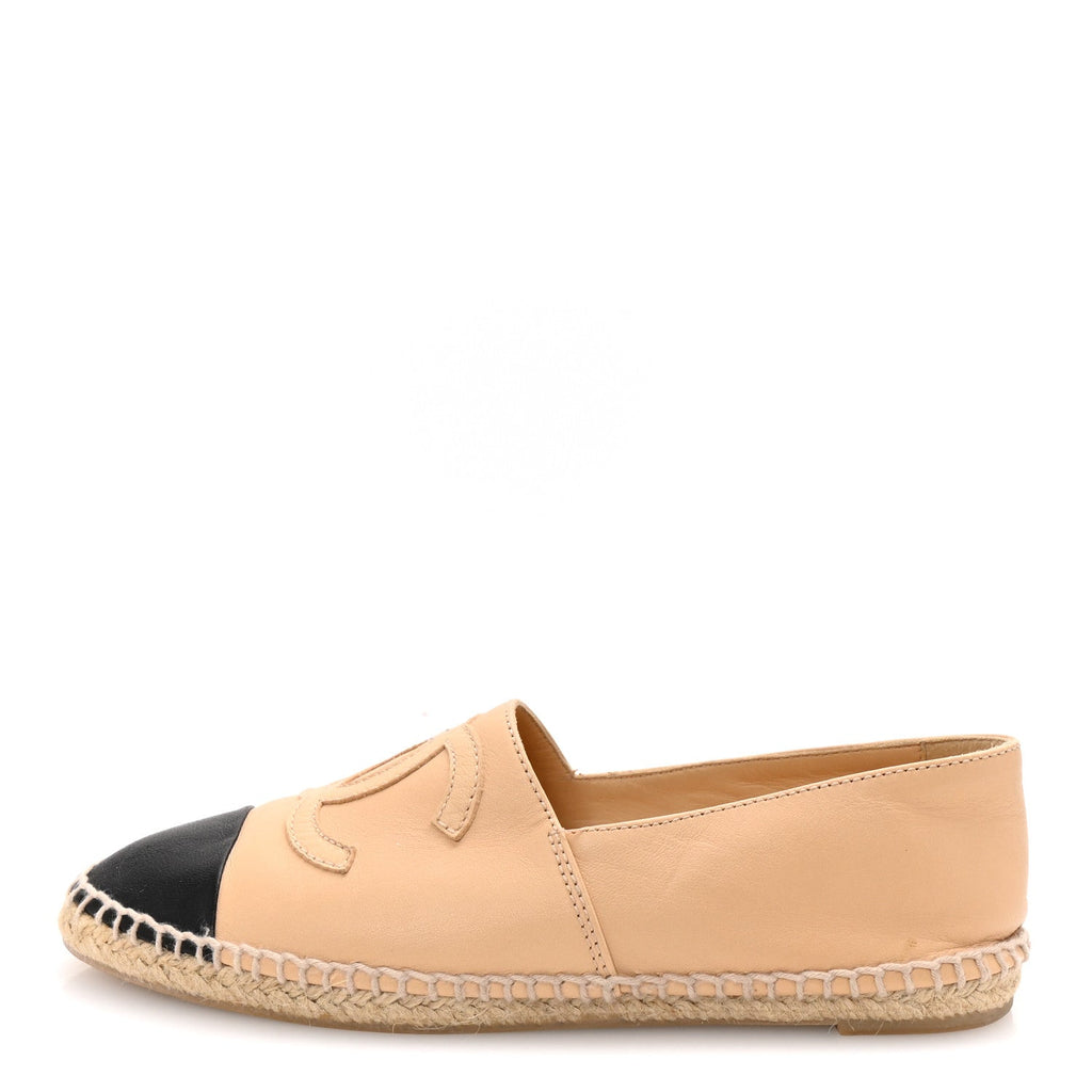 CHANEL ESPADRILLES LAMBSKIN BEIGE/BLACK