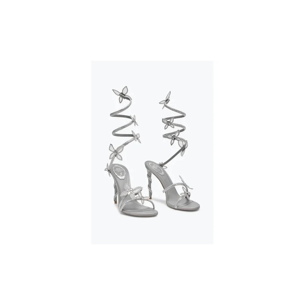 René Caovilla Margot Champagne Sandal With Butterflies 105 - Silver
