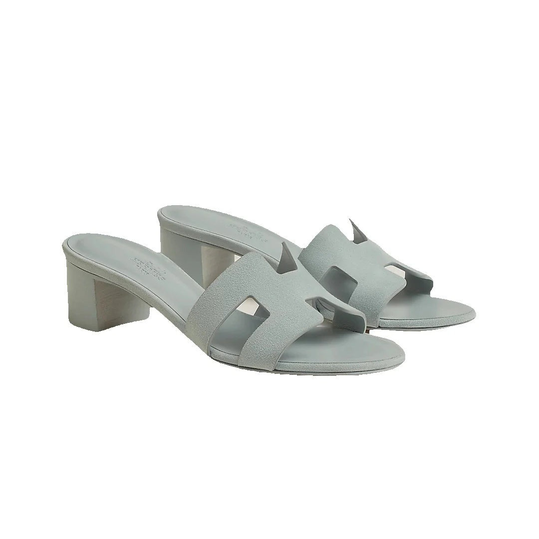 Hermès Hermes Calfskin Oasis Sandal - Light Grey/Sage