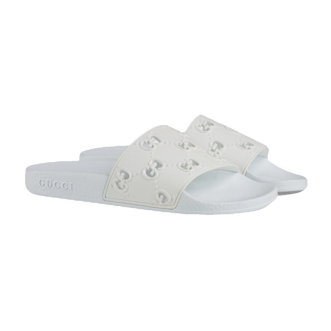 Gucci Monogram Web GG Slide Sandals - Off White