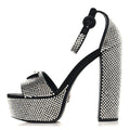 PRADA SATIN CRYSTAL TRIANGLE LOGO PLATFORM SANDALS CRISTAL YELLOW