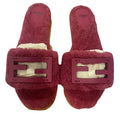Fendi Shearling FF Baguette Slide Sandal Beige Naturale - Pink