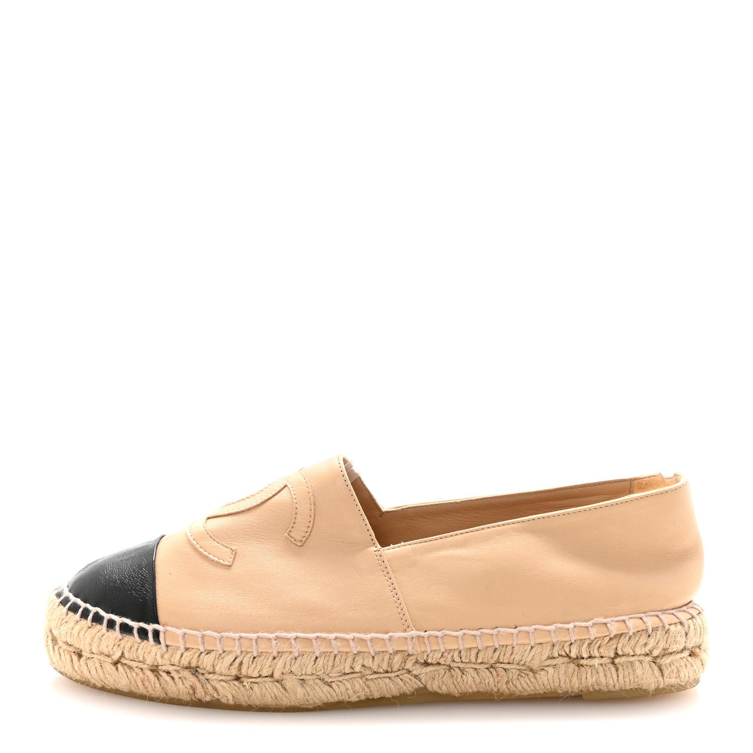 CHANEL ESPADRILLES LAMBSKIN BEIGE/BLACK