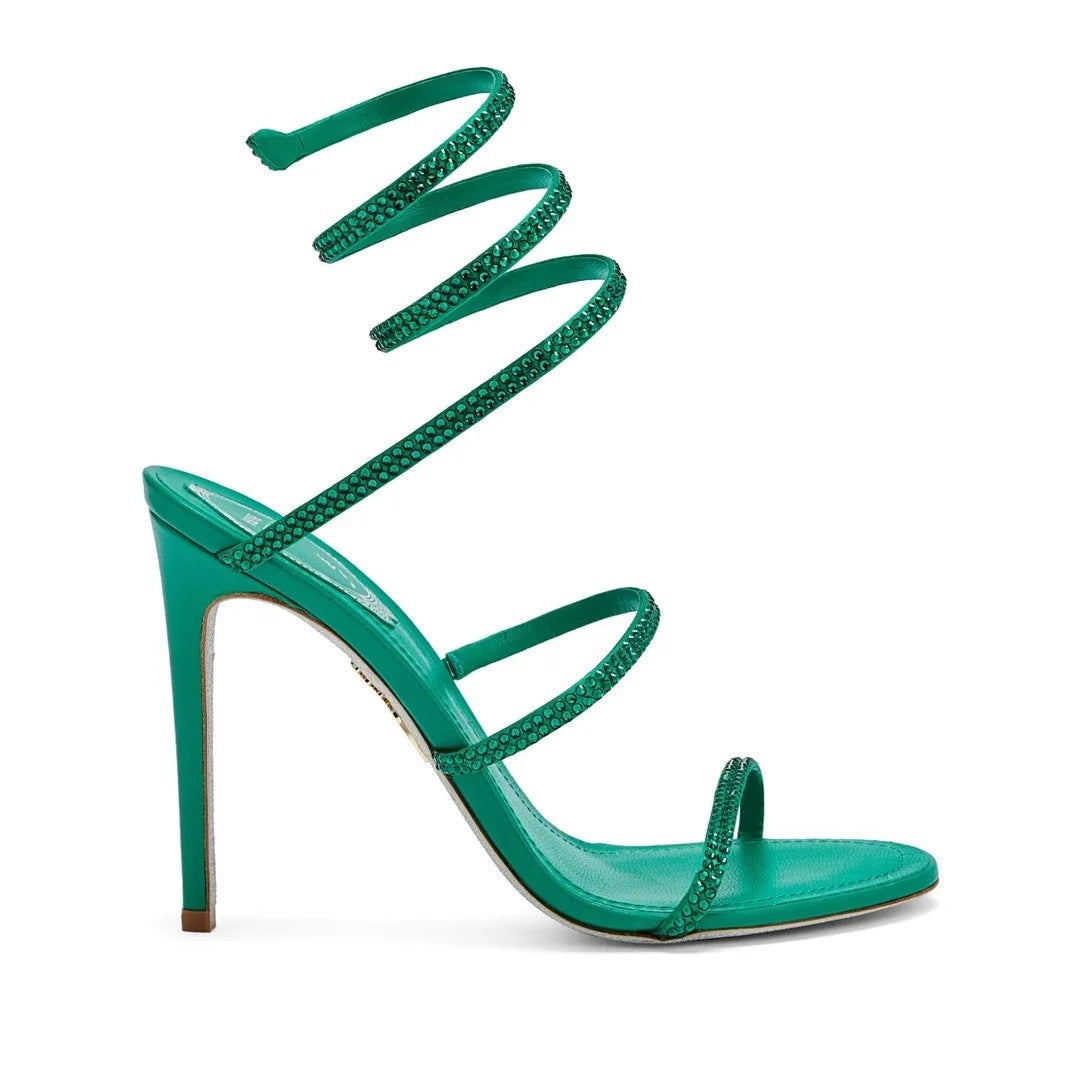 René Caovilla Eden Cerulean Sandal 100 - Green