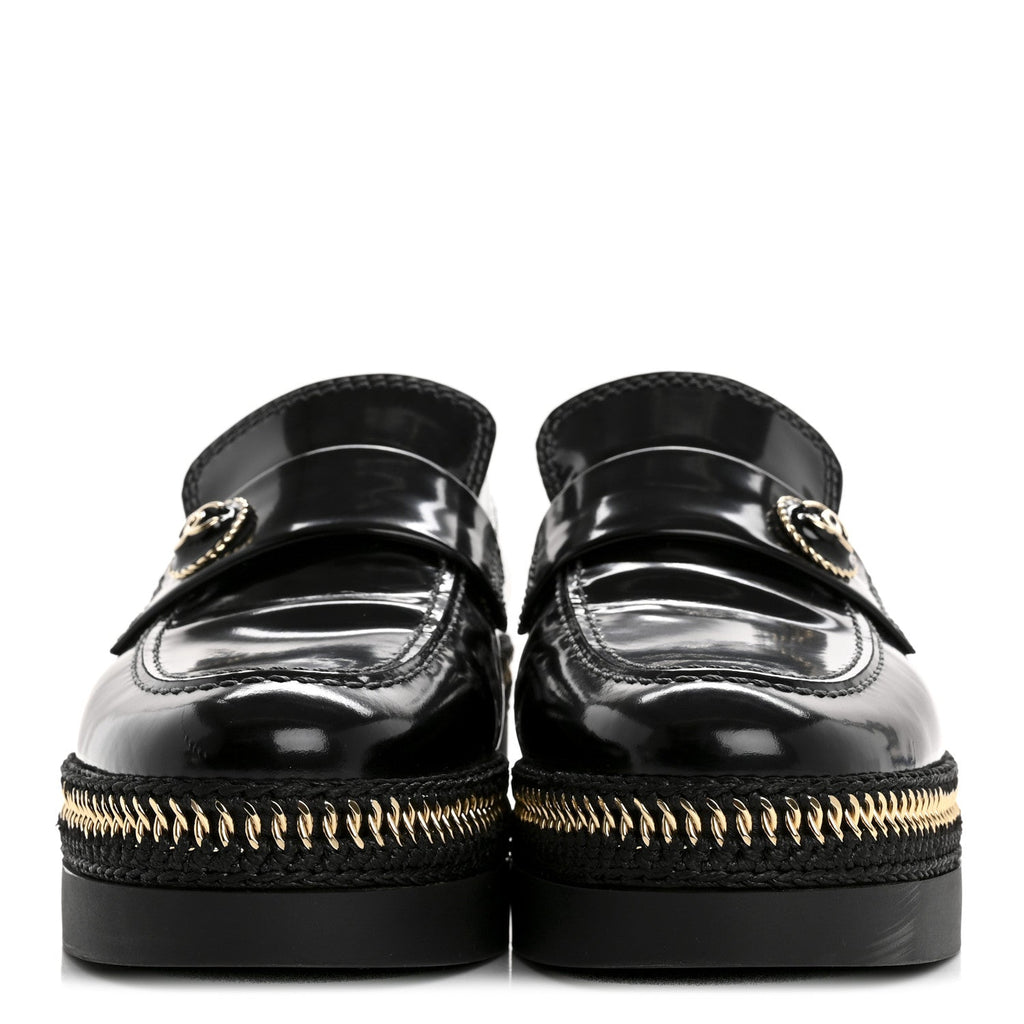 CHANEL CALFSKIN CC PLATFORM LOAFERS BLACK