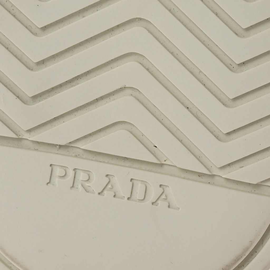 PRADA RE-NYLON GABARDINE TRIANGLE LOGO DOUBLE WHEEL SNEAKERS WHITE