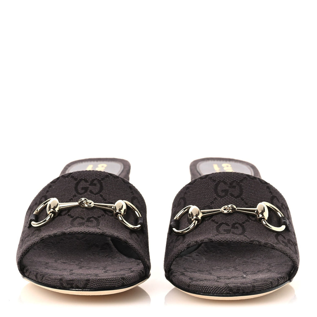 GUCCI HORSEBIT SLIDE SANDALS BROWN