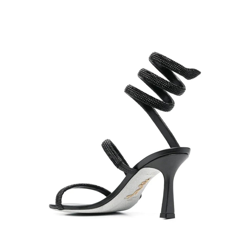 René Caovilla Cleo Sandal Grey Crystal-Embellished - Black/Gold