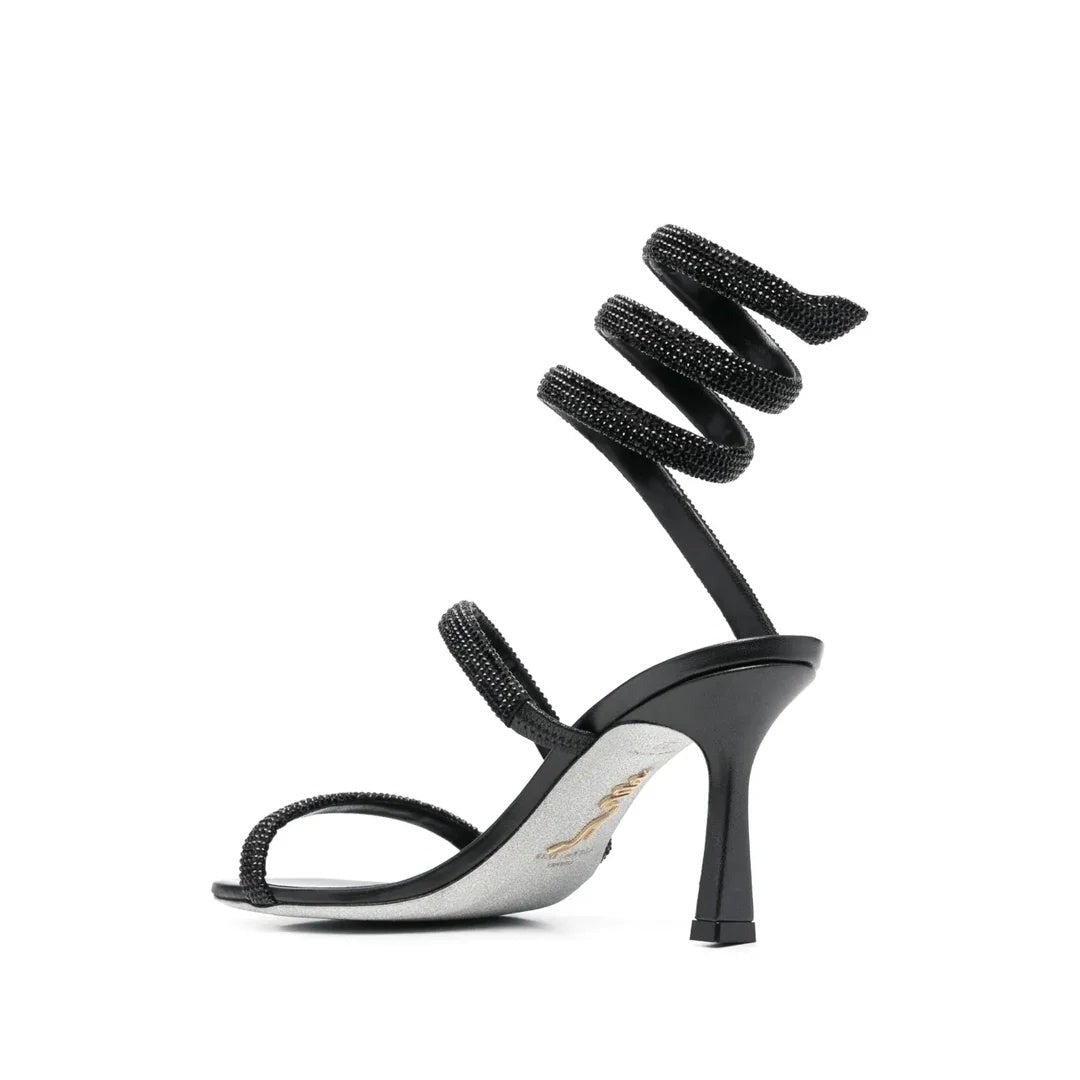 René Caovilla Cleo Sandal Grey Crystal-Embellished - Black/Gold
