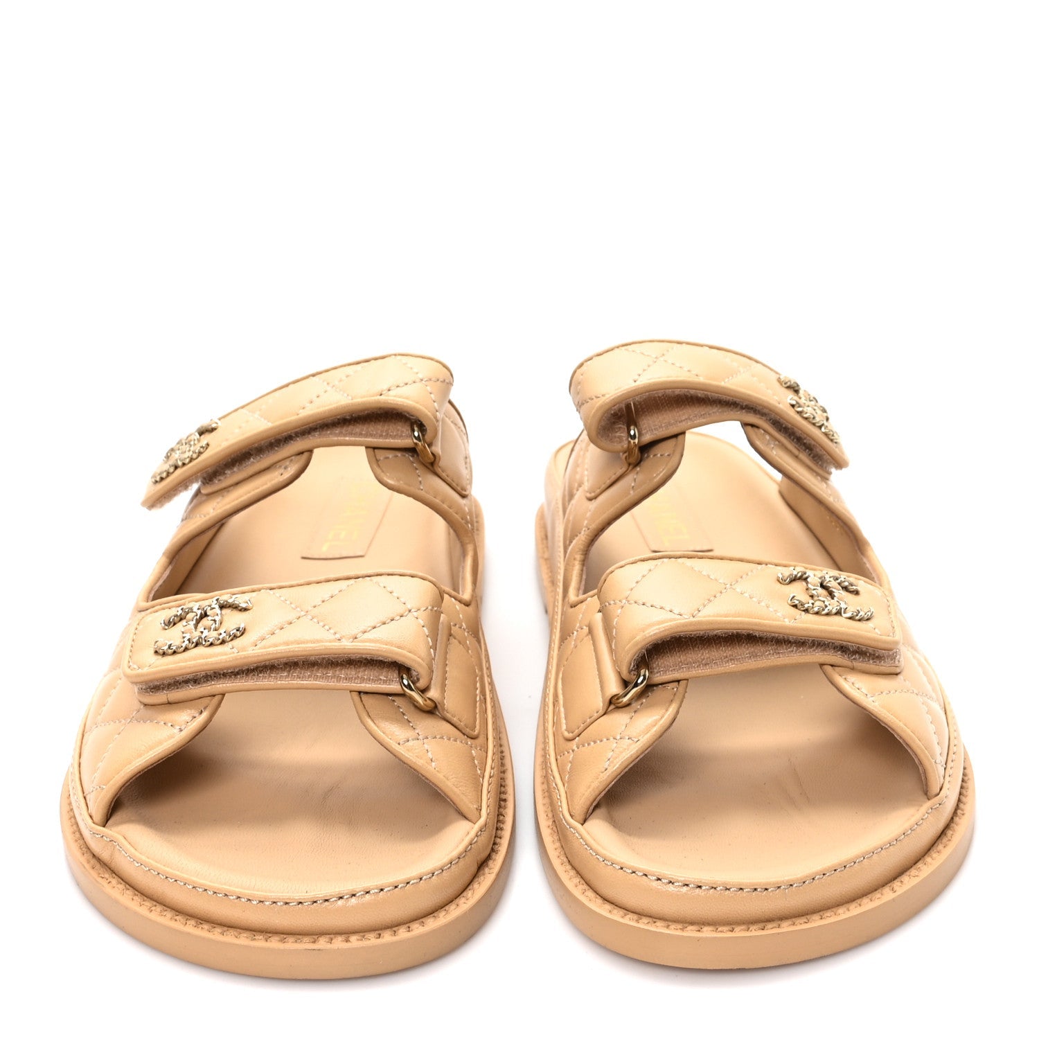CHANEL LAMBSKIN QUILTED VELCRO DAD CHAIN CC SLIDE SANDAL PINK