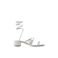 René Caovilla Cleo Crystal-Embellished Satin Sandal - White