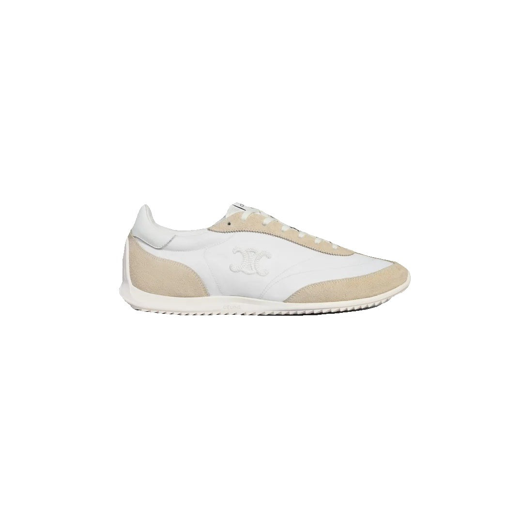 Celine Triomphe Nylon Suede Sneaker - White/Beige